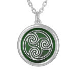 Celtic Knot Triskelion Irish Green Necklace at Zazzle