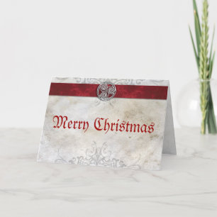 Celtic Knot Triskelion Red Christmas Card