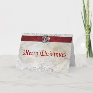 Celtic Knot Triskelion Red Christmas Card