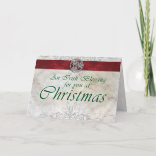 Celtic Knot Triskelion Red & Green Christmas Card