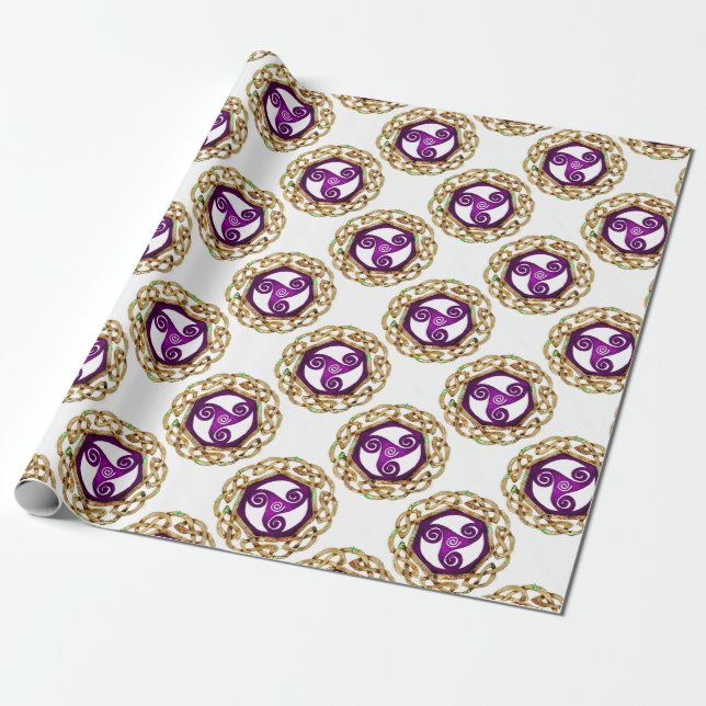 Celtic Knot Triskelle Irish Saint Patricks Tree Wrapping Paper (Unrolled)