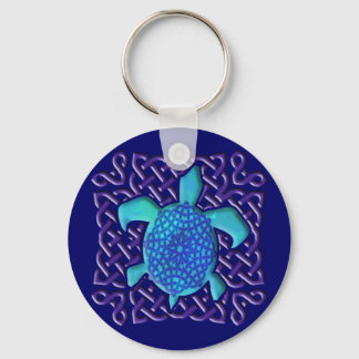 Celtic Knot Turtle (Blue) Keychain