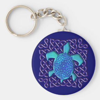 Celtic Knot Turtle (Blue) Keychain