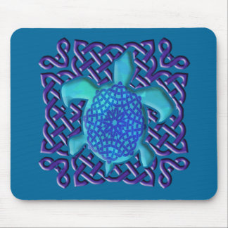 Celtic Knot Turtle (Blue) Mousepad