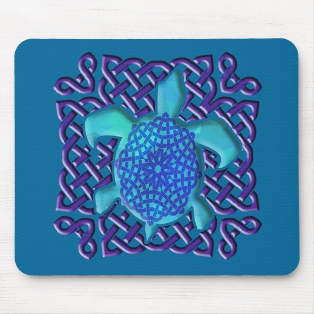 Celtic Knot Turtle (Blue) Mousepad (Front)