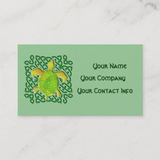 Celtic Knot Turtle (Green) Business Card Template