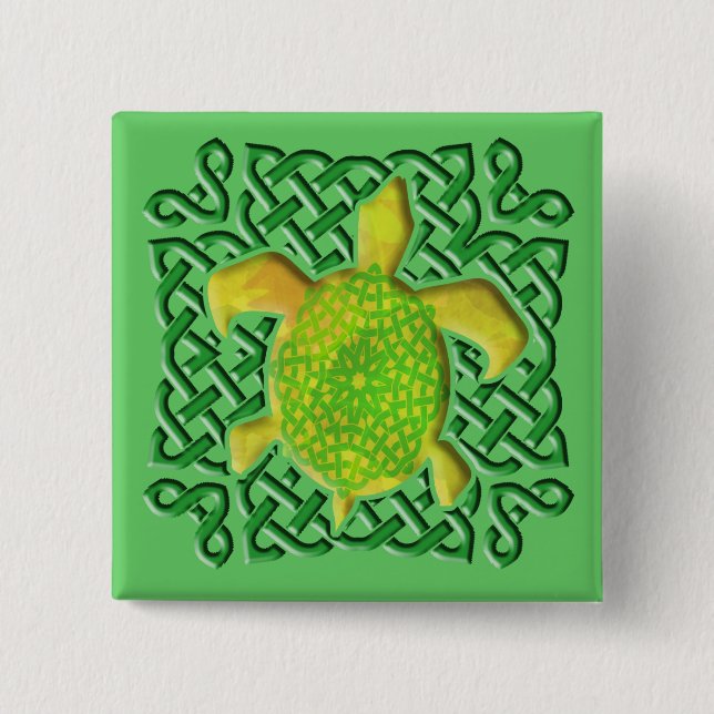 Celtic Knot Turtle (Green) Buttons (Front)