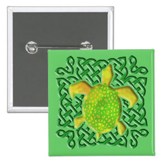 Celtic Knot Turtle (Green) Buttons