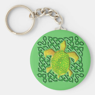 Celtic Knot Turtle (Green) Keychain