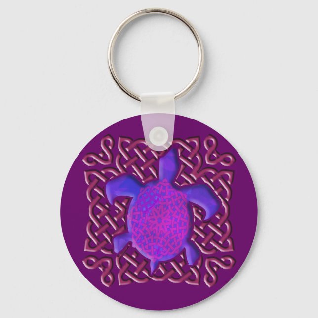 Celtic Knot Turtle (Purple) Keychain (Front)