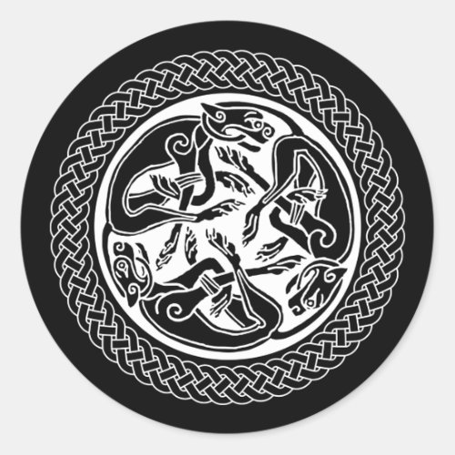 Celtic Knot with Hounds Classic Round Sticker
