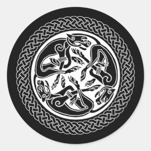Celtic Knot with Hounds Classic Round Sticker
