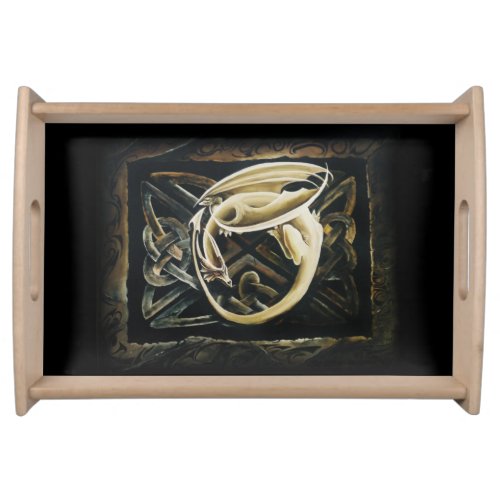 Celtic Knot Work Cream Dragon Serving Tray