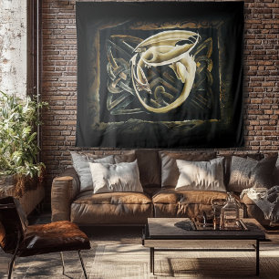 Celtic Knot Work Cream Dragon Tapestry