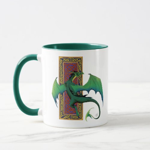 Celtic Knot Work Green Dragon Purple Mug