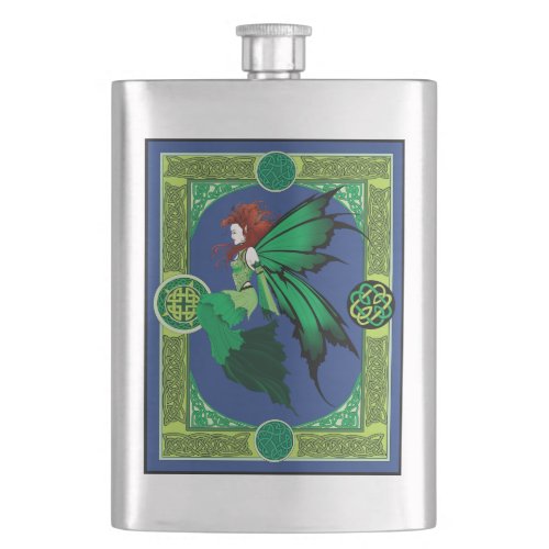 Celtic Knot Work Green Fairy Flask