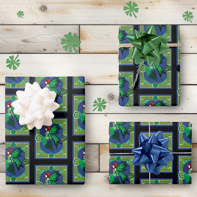 Celtic Knot Work Green Fairy  Wrapping Paper Sheets (Creator Uploaded)