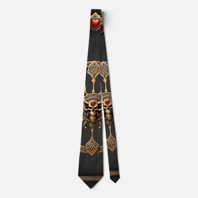 Celtic knots and a heart in Gothic elegance.  Neck Tie (Front)