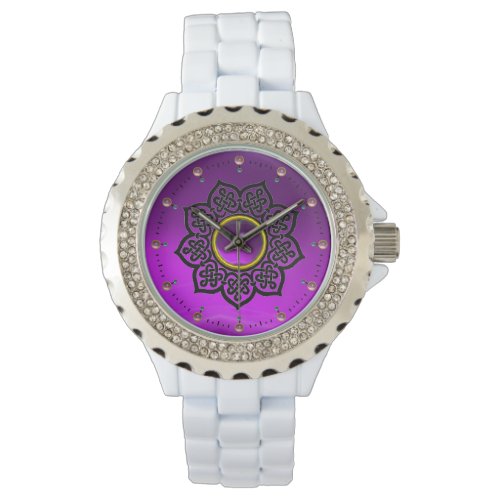 CELTIC KNOTS FLOWER AND PURPLE AMETHYST GEM STONES WATCH