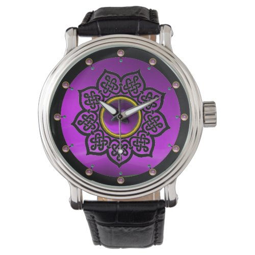 CELTIC KNOTS FLOWER AND PURPLE AMETHYST GEM STONES WATCH