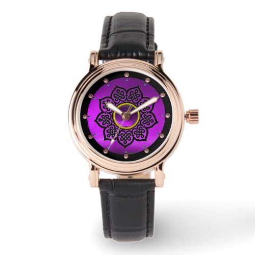 CELTIC KNOTS FLOWER PURPLE AMETHYST GEMSTONES WATCH