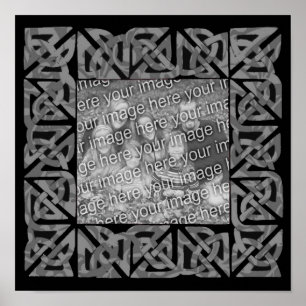 Celtic Knots Gray Frame Add Your Photo Poster