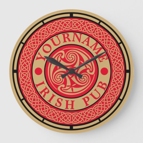 Celtic Knots Irish Pub Template Large Clock