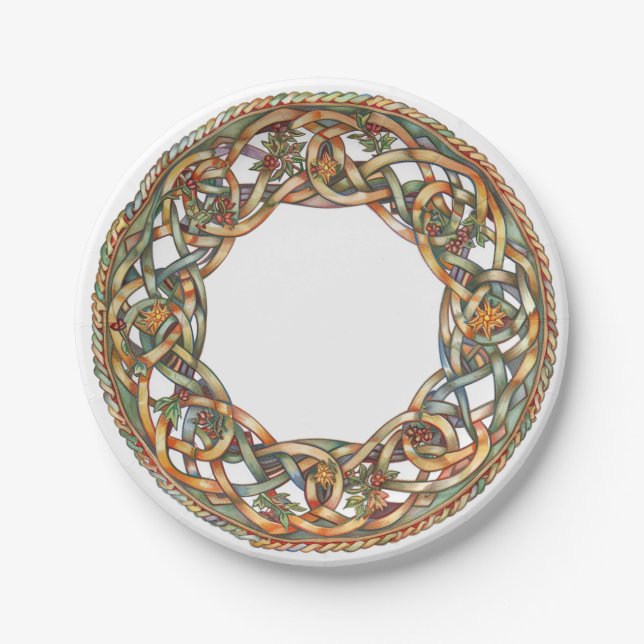 Celtic Knotwork and Sun Symbols Litha Paper Plates (Front)