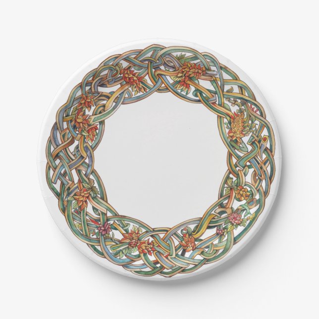 Celtic Knotwork and Sun Symbols Litha Paper Plates (Front)