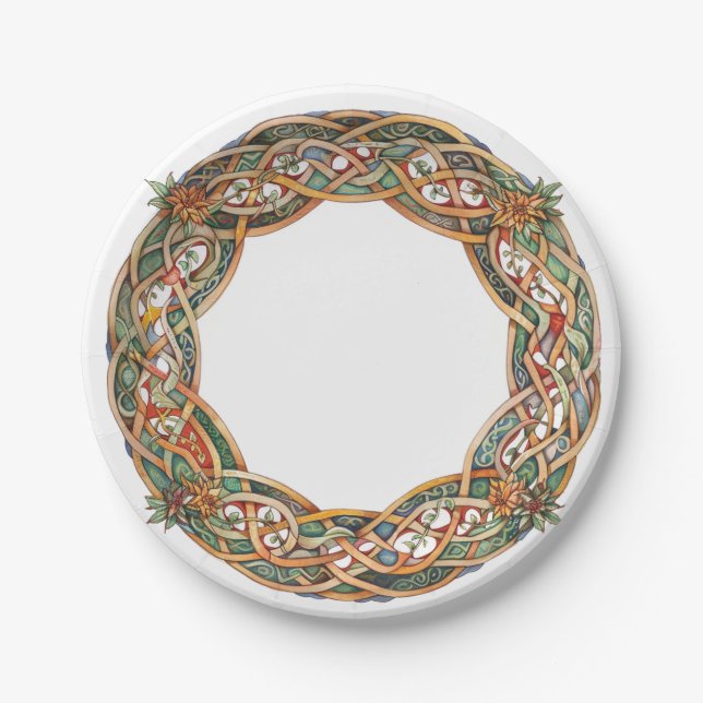 Celtic Knotwork and Sun Symbols Litha Paper Plates (Front)