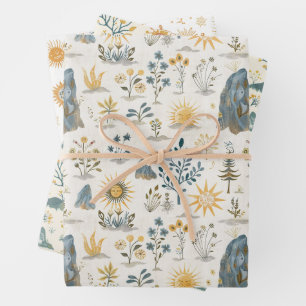 Celtic Knotwork and Sun Symbols Litha Wrapping Paper Sheets