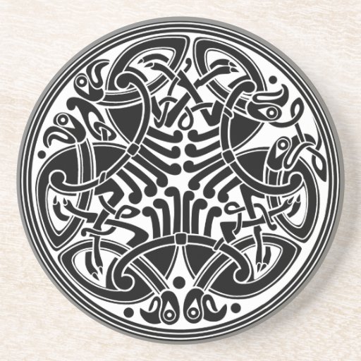 Celtic Style Circle Design with Birds Drink Coasters | Zazzle