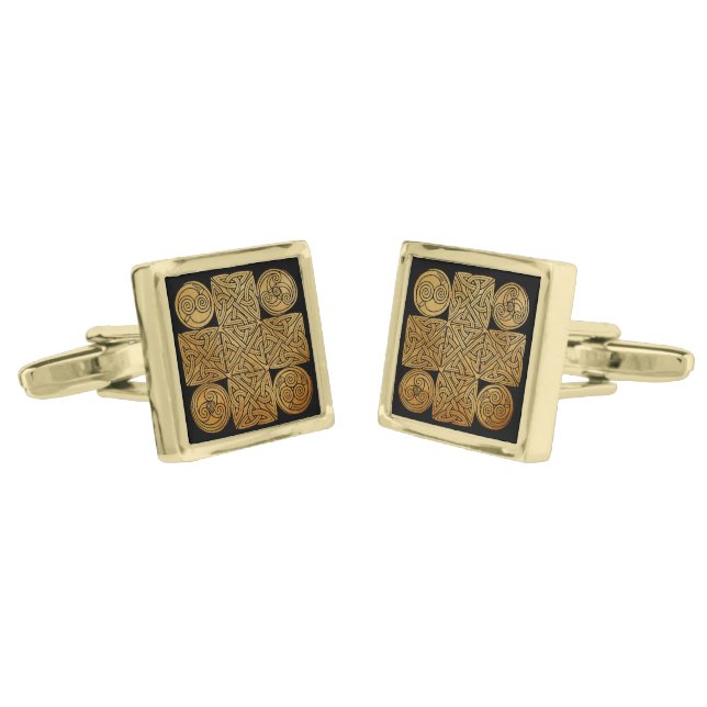 Celtic Knotwork Cross Cufflinks (Angled)
