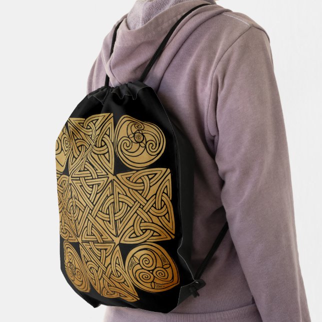 Celtic Knotwork Cross Drawstring Backpack (Insitu)