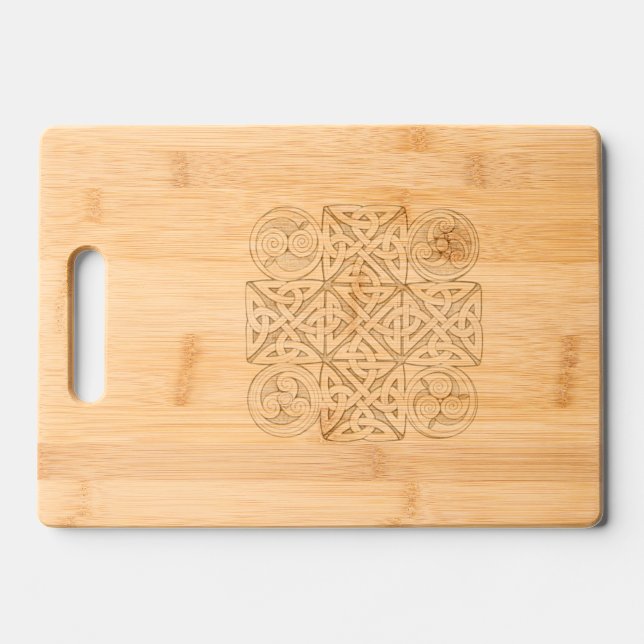 Celtic Knotwork Cross Engraved Cutting Board (Front)