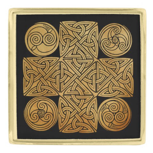 Celtic Knotwork Cross Gold Finish Lapel Pin