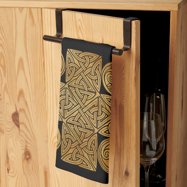 Celtic Knotwork Cross Kitchen Towel (Thirds Fold)