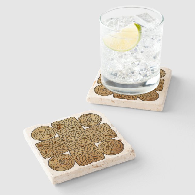 Celtic Knotwork Cross Stone Coaster (Side)