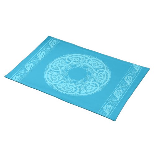 Celtic Knotwork Fish in Blue Cloth Placemat