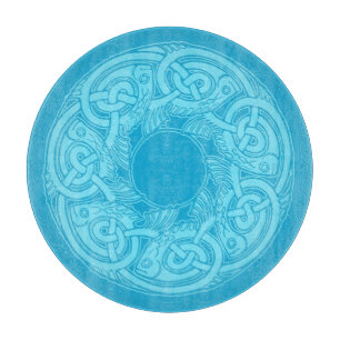 Celtic Knotwork Fish in Blue Cutting Board