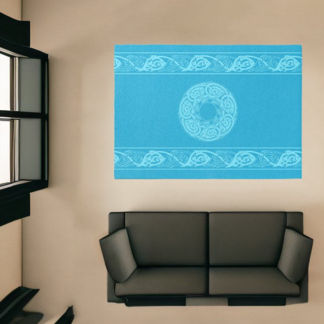 Celtic Knotwork Fish in Blue  Rug (Insitu (Indoor 1))