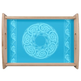 Celtic Knotwork Fish in Blue Serving Tray