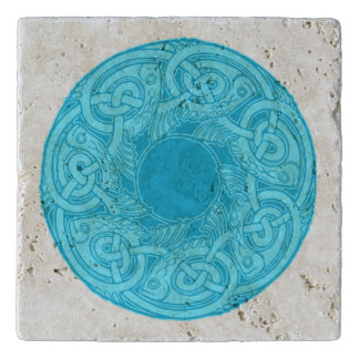 Celtic Knotwork Fish in Blue Trivet