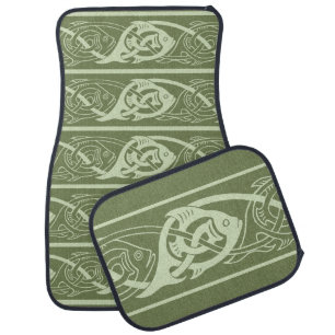 Celtic Knotwork Fish in Green Car Floor Mat