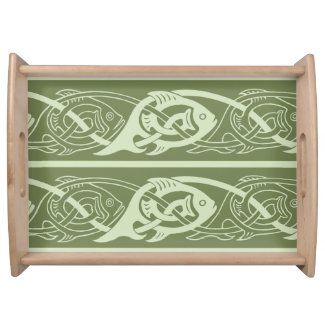 Celtic Knotwork Fish in Green Serving Tray