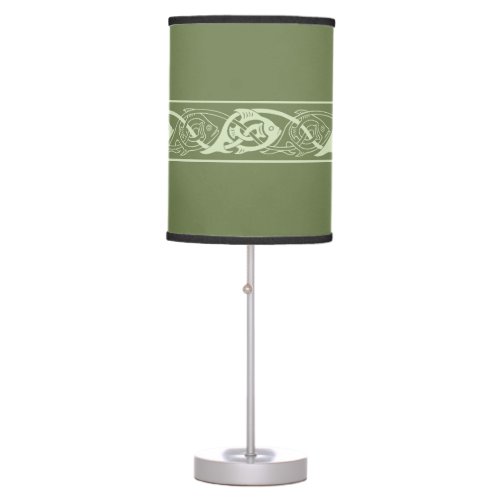 Celtic Knotwork Fish in Green Table Lamp