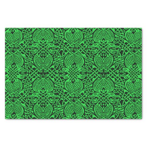 Celtic Knotwork in Green and Black Tissue Paper
