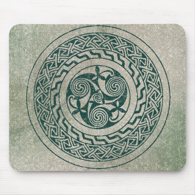 Celtic Knotwork Irish Medallion Pattern in Green Mouse Pad (Front)