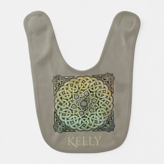 Celtic Knotwork Mandala Personalized Baby Bib (Front)