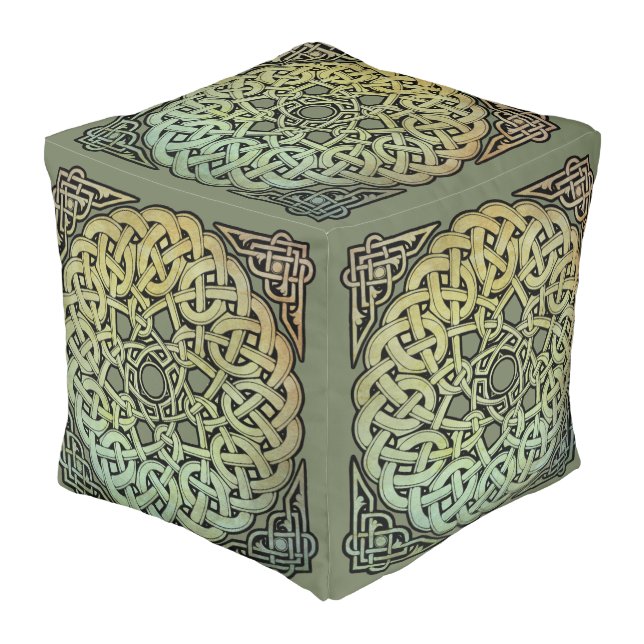Celtic Knotwork Mandala  Pouf (Angled Front)